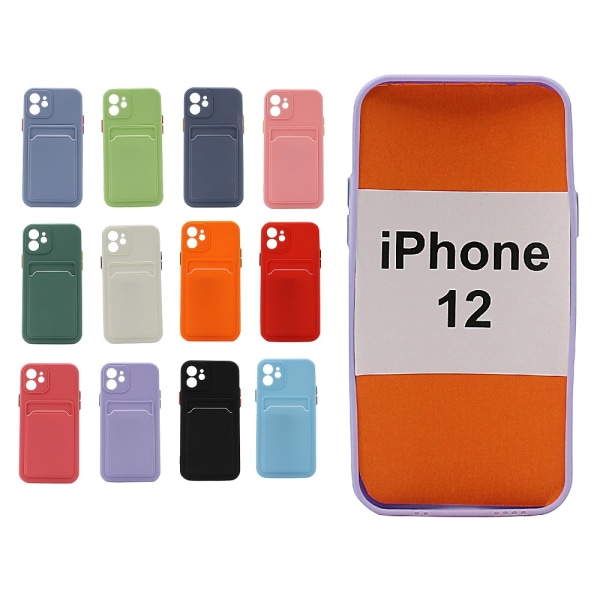 TPU Skal med kortficka iPhone 12 (6.1) Grå-lila