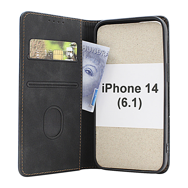 Fancy Standcase Wallet iPhone 14 (6.1) Svart