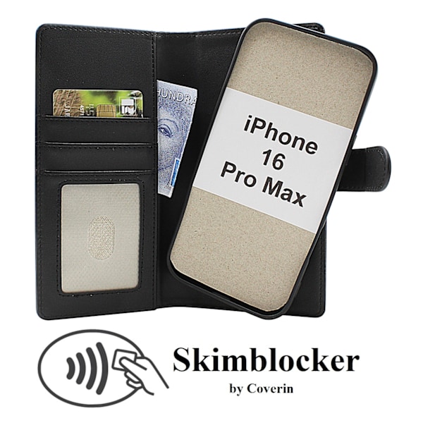 Skimblocker iPhone 16 Pro Max Magnet Plånboksfodral