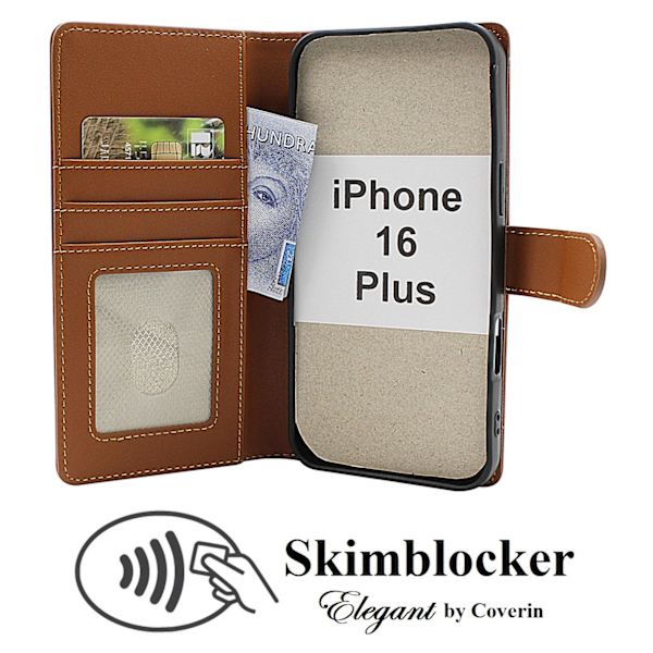 Skimblocker iPhone 16 Plus Plånboksfodral Svart