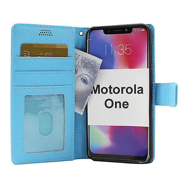New Standcase Wallet Motorola One Ljusblå