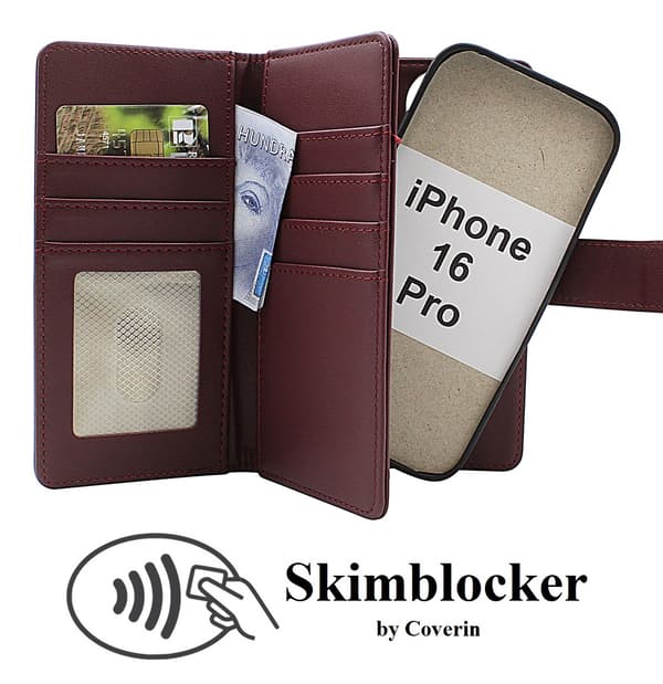 Skimblocker iPhone 16 Pro XL Magnet Plånboksfodral Svart