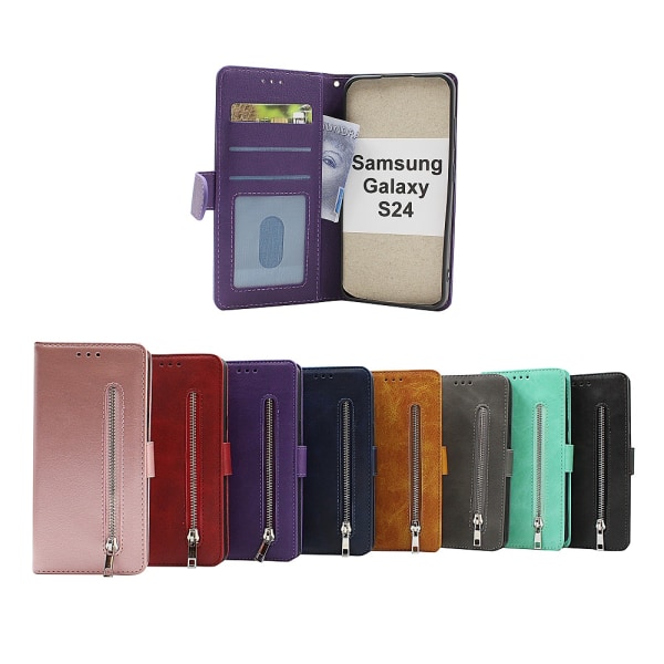 Zipper Standcase Wallet Samsung Galaxy S24 5G (SM-S921B/DS) Marinblå