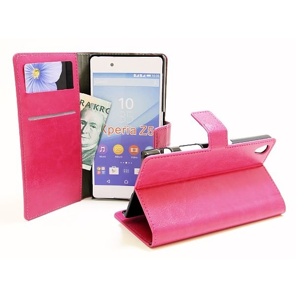 Crazy Horse Wallet Sony Xperia Z5 (E6653) Hotpink