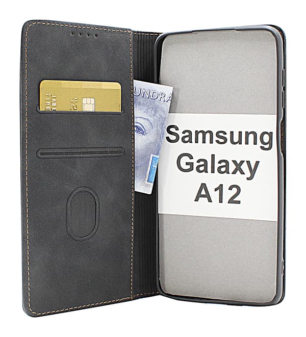 Fancy Standcase Wallet Samsung Galaxy A12 Svart