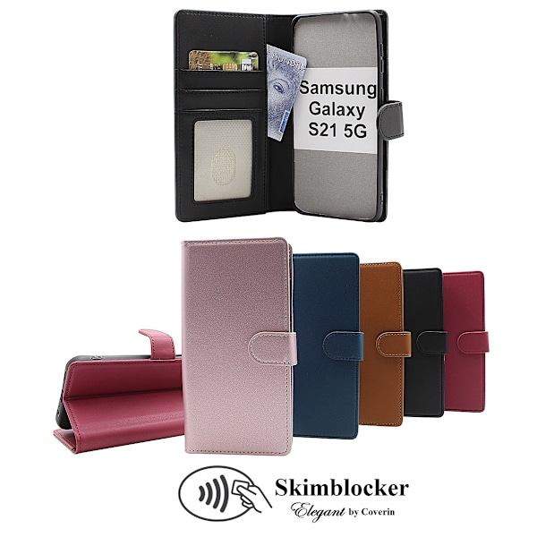 Skimblocker Plånboksfodral Samsung Galaxy S21 5G (SM-G991B) Brun