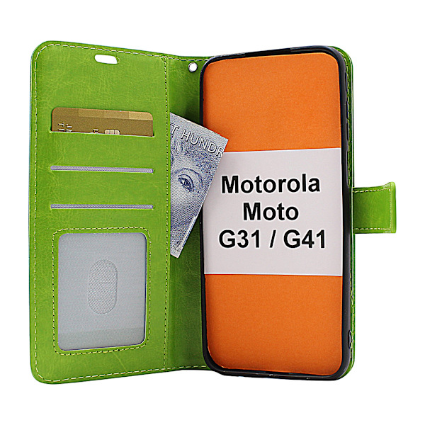 Crazy Horse Wallet Motorola Moto G31/G41 Svart