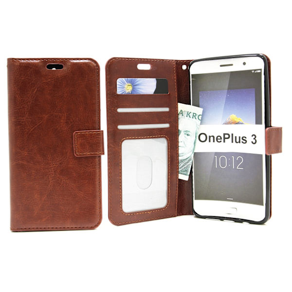 Crazy Horse Wallet OnePlus 3 Brun