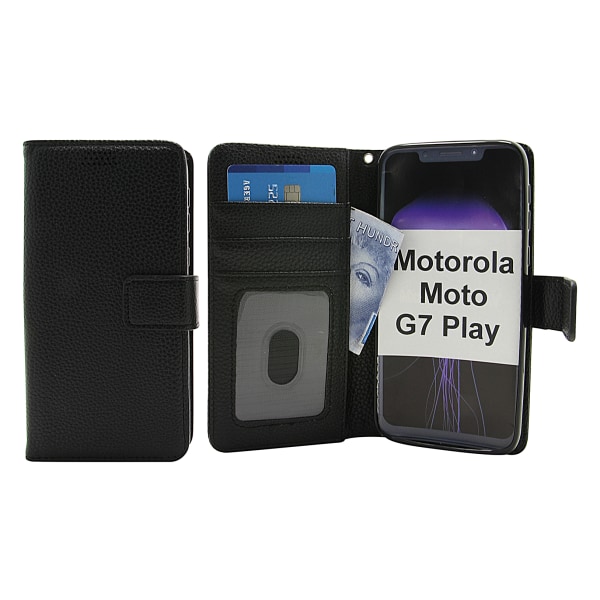 New Standcase Wallet Motorola Moto G7 Play Svart