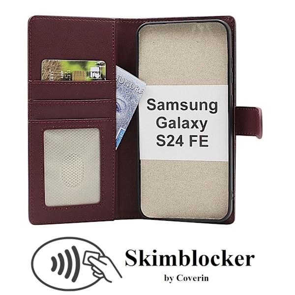 Skimblocker Samsung Galaxy S24 FE Magnet Plånboksfodral Mörkröd