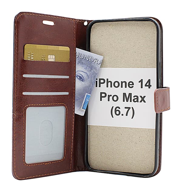 Crazy Horse Wallet iPhone 14 Pro Max (6.7) Brun