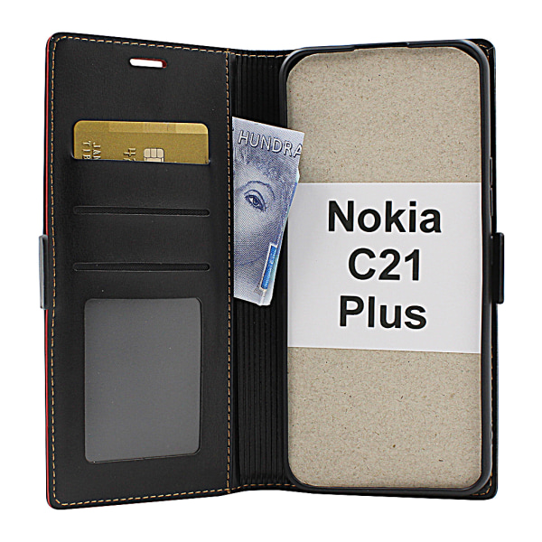 Lyx Standcase Wallet Nokia C21 Plus Marinblå