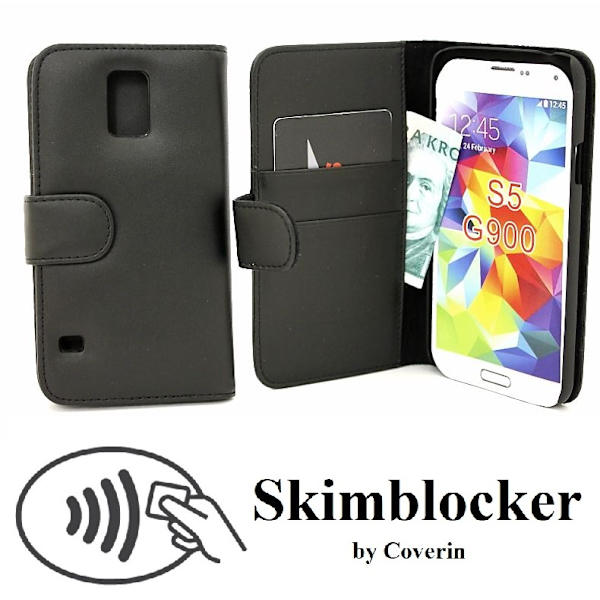 Skimblocker Plånboksfodral Samsung Galaxy S5 (G900F/G903F)