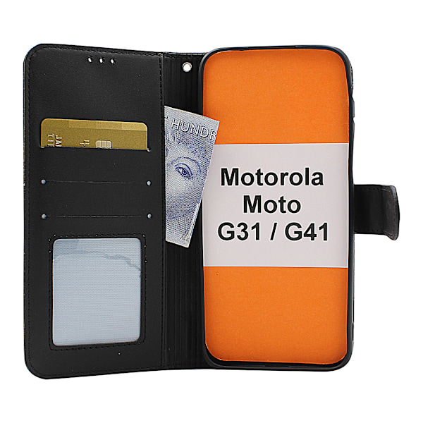 Flower Standcase Wallet Motorola Moto G31/G41 Blå