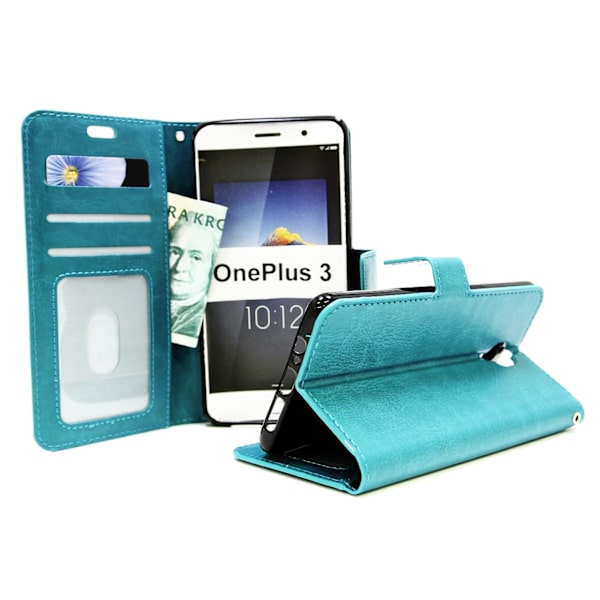 Crazy Horse Wallet OnePlus 3 Turkos