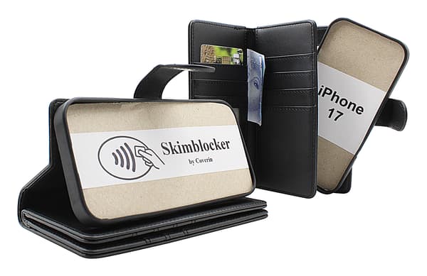 Skimblocker iPhone 17 XL Magnet Plånboksfodral Svart