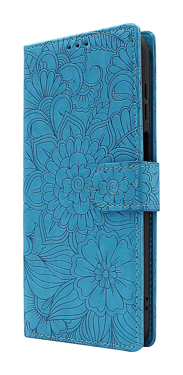 Flower Standcase Wallet Motorola Moto G22 Grå