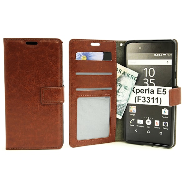 Crazy Horse Wallet Sony Xperia E5 (F3311) Brun
