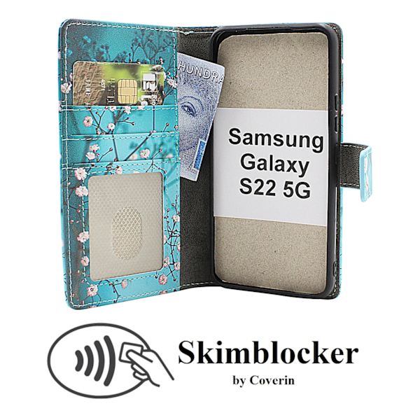 Skimblocker Galaxy S22 5G Magnet Plånboksfodral Design
