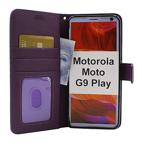 New Standcase Wallet Motorola Moto G9 Play (Svart) Röd
