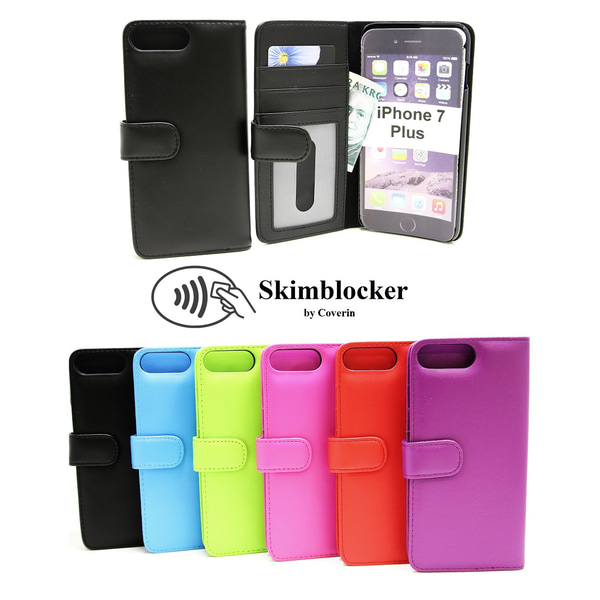 Skimblocker Plånboksfodral iPhone 7 Plus Hotpink