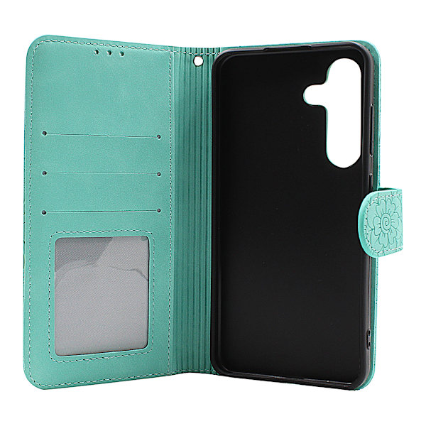 Flower Standcase Wallet Samsung Galaxy S24 5G (SM-S921B/DS) Aqua