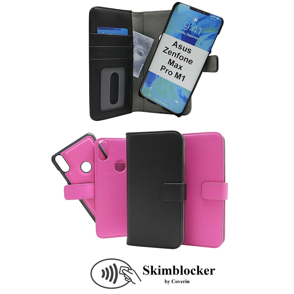 Skimblocker Magnet Wallet Asus Zenfone Max Pro M1 (ZB602KL) Hotpink