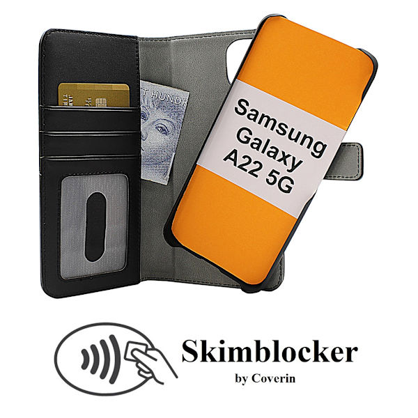 Skimblocker Magnet Fodral Samsung Galaxy A22 5G (SM-A226B) Svart