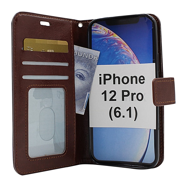 Crazy Horse Wallet iPhone 12 Pro (6.1) (Svart) Svart