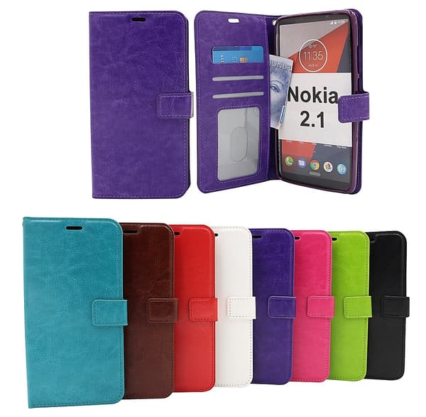 Crazy Horse Wallet Nokia 2.1 Vit