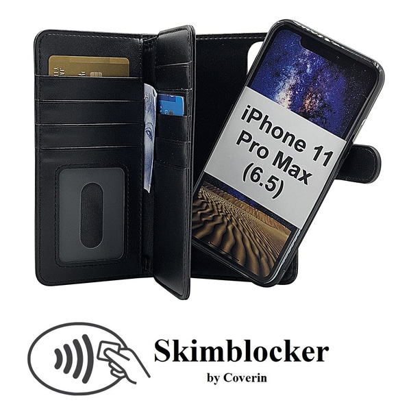 Skimblocker XL Magnet Wallet iPhone 11 Pro Max (6.5) Svart