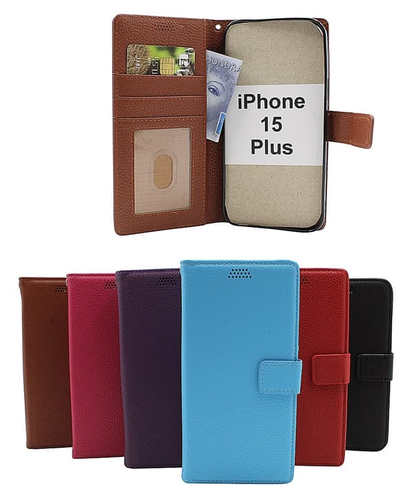 New Standcase Wallet iPhone 15 Plus Ljusblå