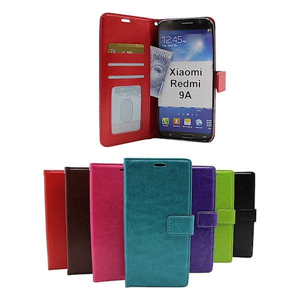 Crazy Horse Wallet Xiaomi Redmi 9A (Svart) Hotpink