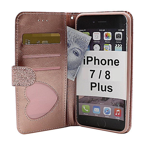 Standcase Glitter Wallet iPhone 7 Plus / 8 Plus Silver