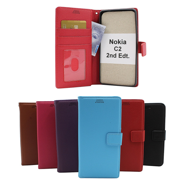 New Standcase Wallet Nokia C2 2nd Edition Ljusblå