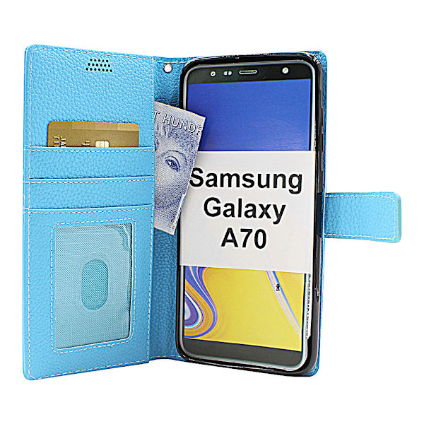 New Standcase Wallet Samsung Galaxy A70 (A705F/DS) Ljusblå