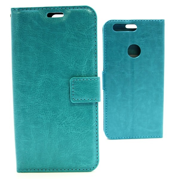 Crazy Horse Wallet Huawei Honor 8 Turkos