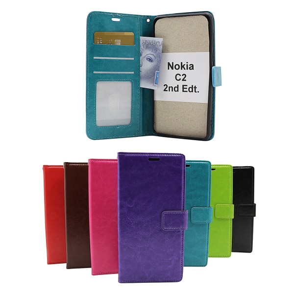 Crazy Horse Wallet Nokia C2 2nd Edition Turkos