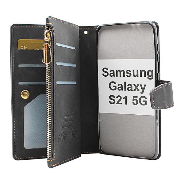 XL Standcase Lyxfodral Samsung Galaxy S21 5G (SM-G991B) Mörkblå