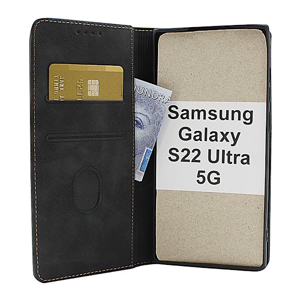 Fancy Standcase Wallet Samsung Galaxy S22 Ultra 5G Brun