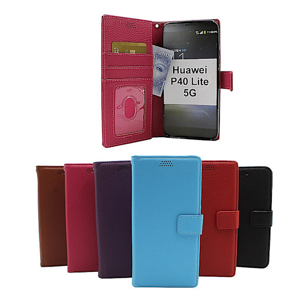 New Standcase Wallet Huawei P40 Lite 5G (Svart) Röd