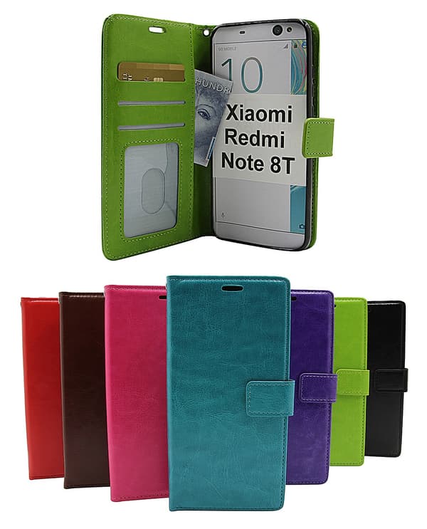 Crazy Horse Wallet Xiaomi Redmi Note 8T Hotpink