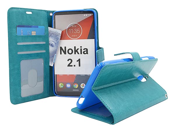 Crazy Horse Wallet Nokia 2.1 Turkos