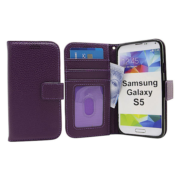 New Standcase Wallet Samsung Galaxy S5 (G900F/G903F) Lila