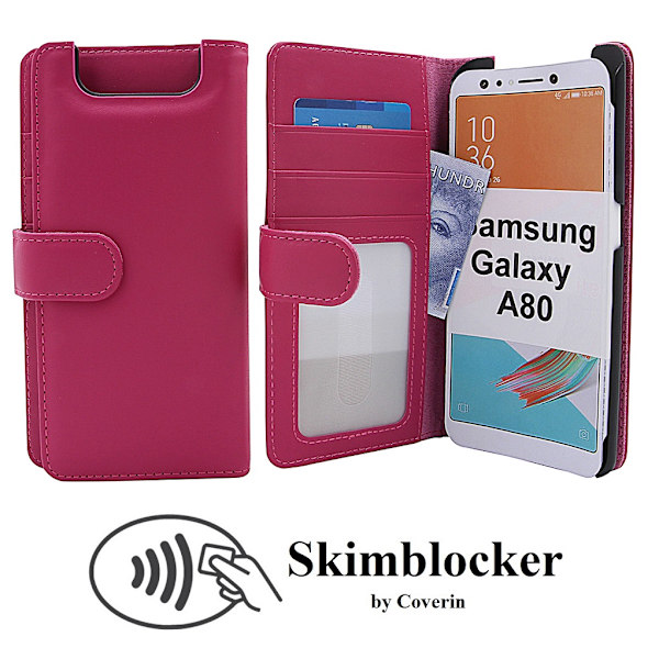 Skimblocker Plånboksfodral Samsung Galaxy A80 (A805F/DS) Hotpink