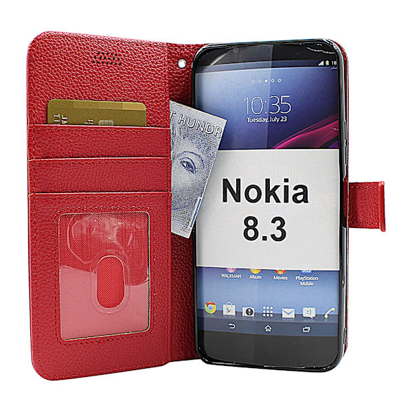 New Standcase Wallet Nokia 8.3 Röd