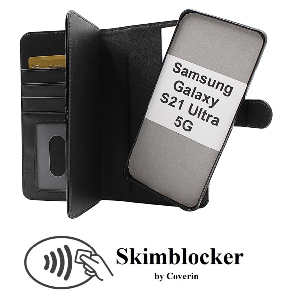 Skimblocker XL Magnet Fodral Samsung Galaxy S21 Ultra 5G Svart