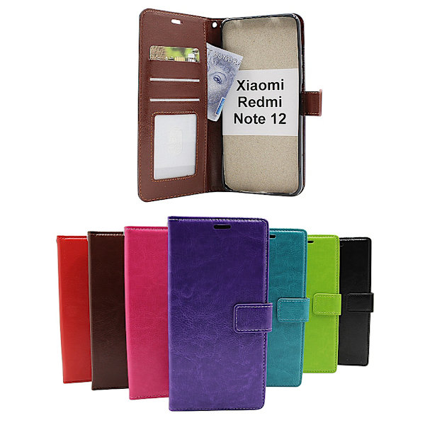 Crazy Horse Wallet Xiaomi Redmi Note 12 Röd