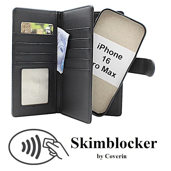 Skimblocker iPhone 16 Pro Max XL Magnet Plånboksfodral Svart