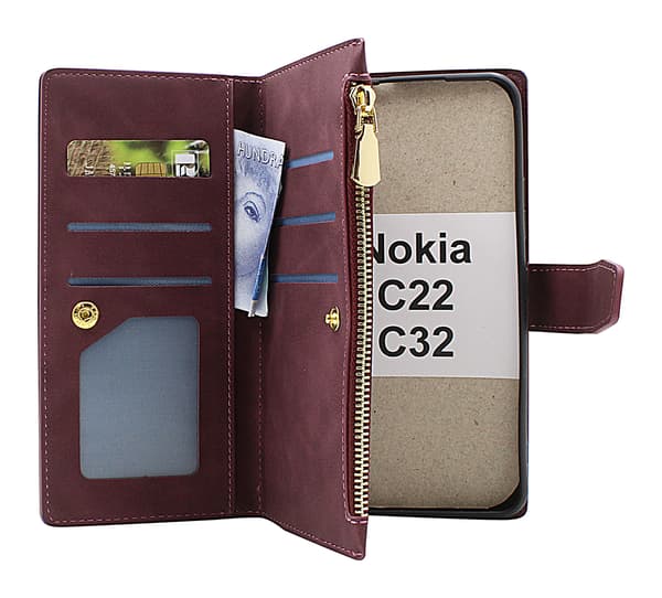 XL Standcase Lyxfodral Nokia C22 / C32 Svart
